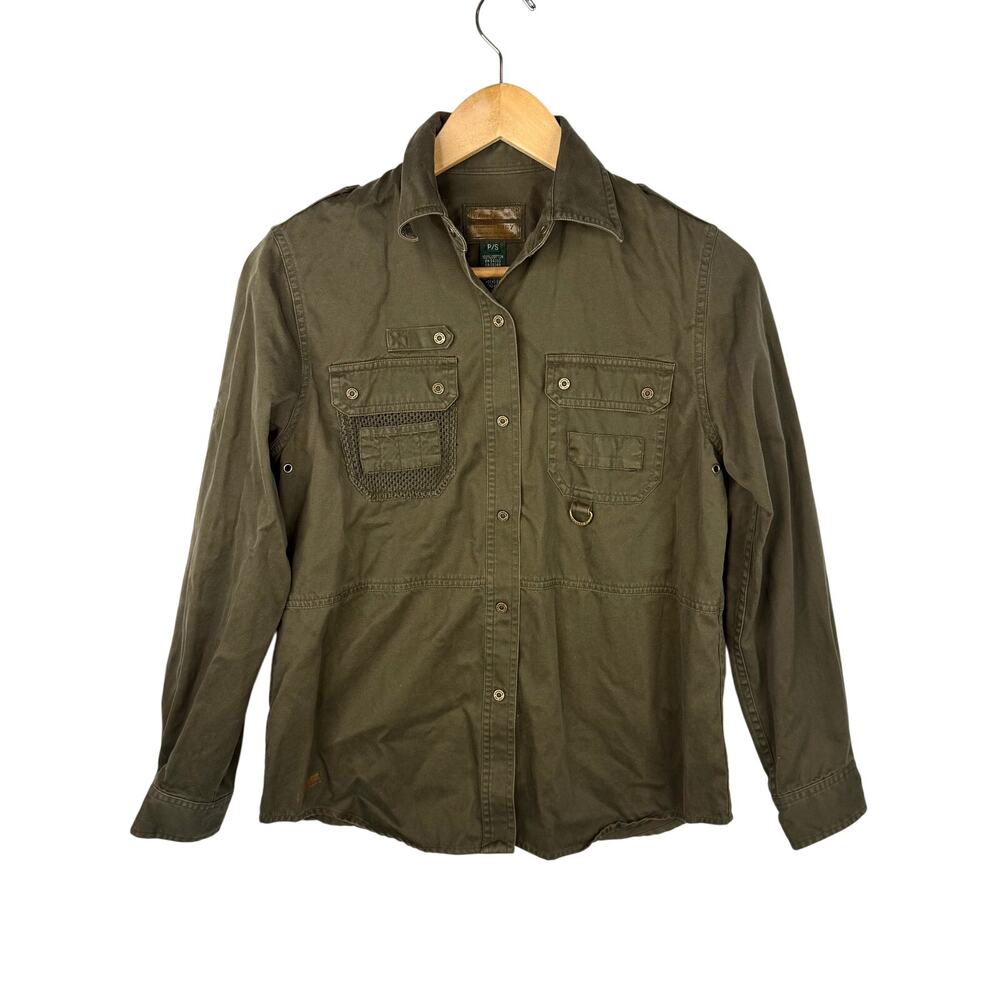 Vintage Laurn RL Dry Goods Green Utility Button Down Shirt P/S